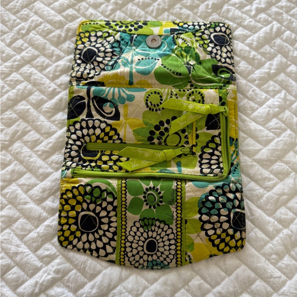 Vera Bradley Green and Black Floral Wallet